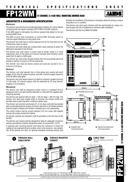 FP12WM Technical Specification Sheet - Jands