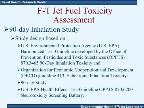 Toxicity Assessment of F-T Jet Fuel (JP-8/SPK) - E2S2