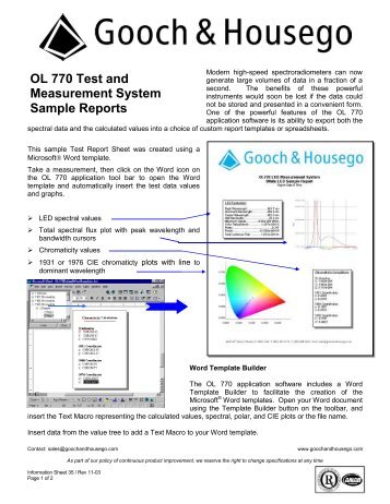 OL 770 Sample Reports - Gooch and Housego