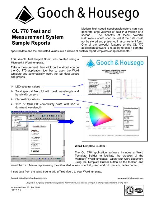 OL 770 Sample Reports - Gooch and Housego