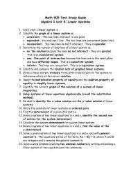 Math 901: Algebra I Unit 1 Test Study Guide