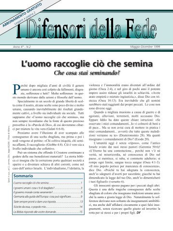L'uomo raccoglie ciÃ² che semina - United Church of God