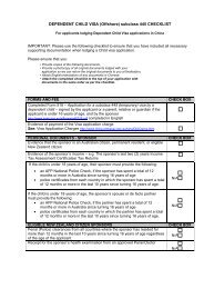 DEPENDENT CHILD VISA (Offshore) subclass 445 CHECKLIST