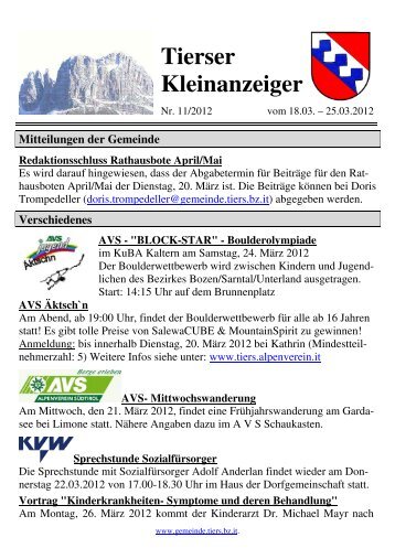 Kleinanzeiger 11/2012 (545 KB) - .PDF
