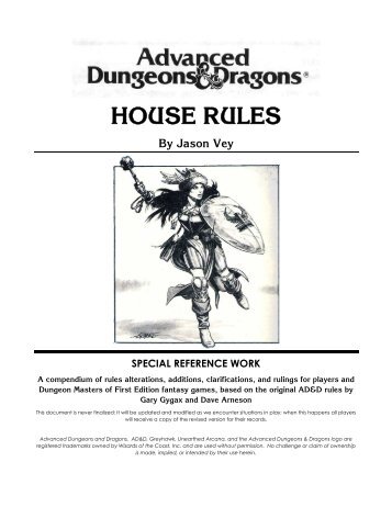 AD&D House Rules