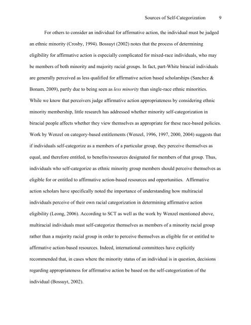 Sources of self-categorization as minority for mixed race individuals