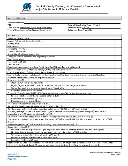 UDO Administrative Manual - Currituck County Government