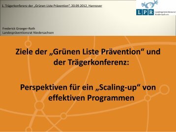 Ziele der „Grünen Liste Prävention“ - Communities That Care - CTC