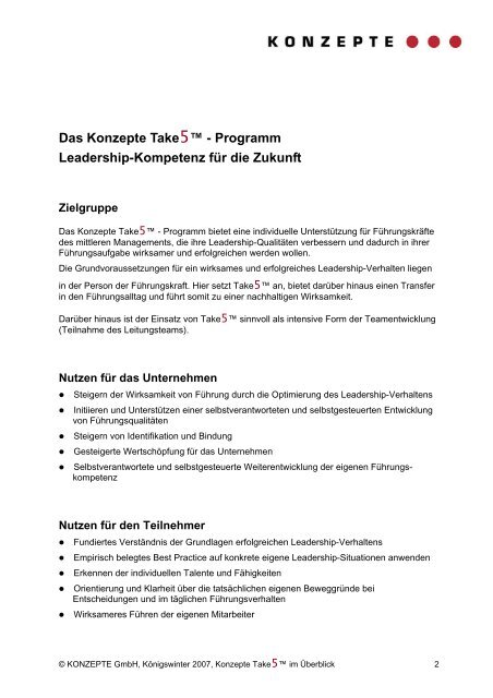 Das Konzepte Take5™ - Programm