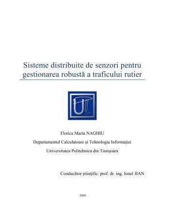 Sisteme distribuite de senzori pentru gestionarea robustă a traficului ...