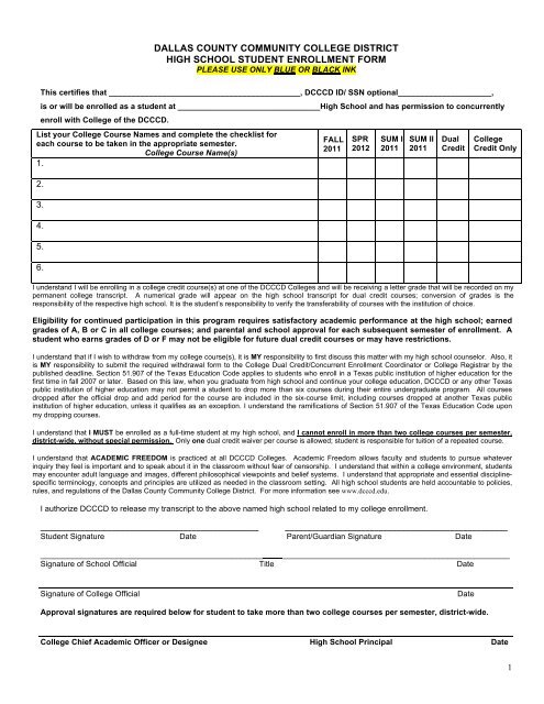 Dual_Credit_High_School_Enrollment_Form_2011_12 - North Lake ...