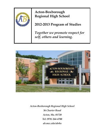 Program of Studies - Acton-Boxborough Regional School District ...