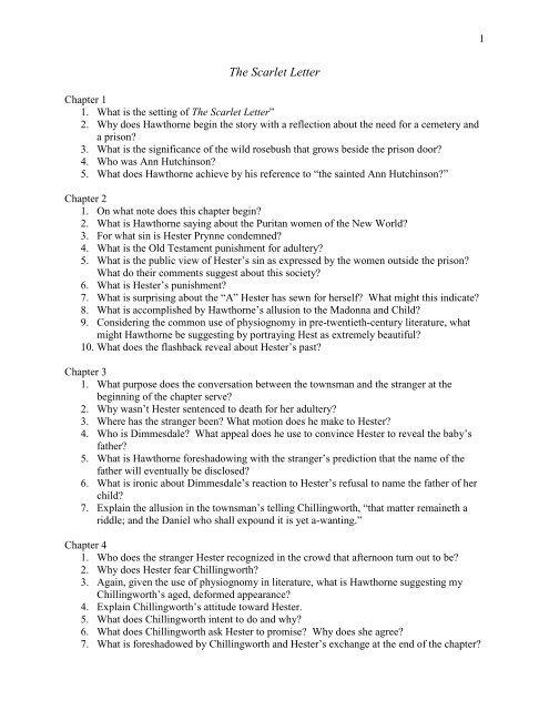 scarlet letter study questions