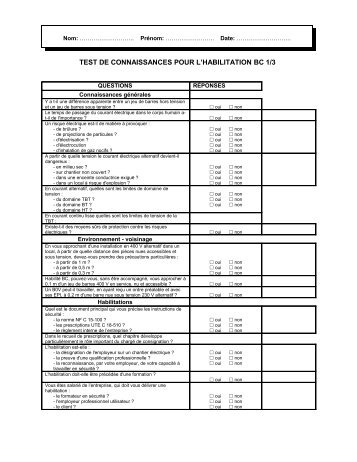 est de connaissances pour l'habilitation bc 1/4 - didier villers on line