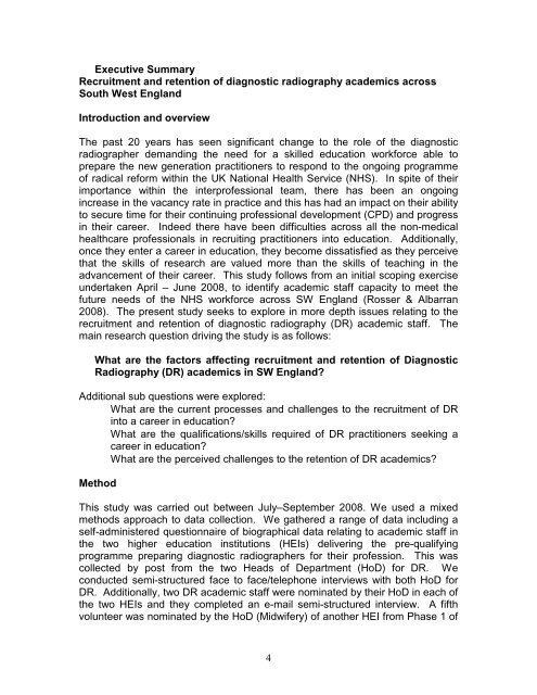 Recruitment and retention of diagnostic radiography academics ...