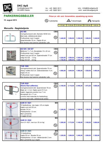 P-bøjler o.a. PRISER - DKC