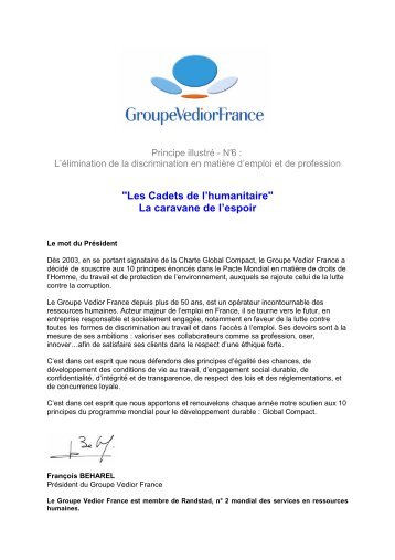 Groupe Vedior principe 6 coP novembre 2008 - Le Pacte Mondial