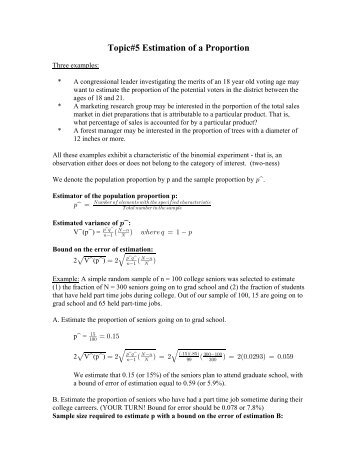 Topic#5 Estimation of a Proportion