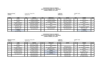 HORARIOS DE CLASE - Facultad de Ingenieria Civil y MecÃ¡nica