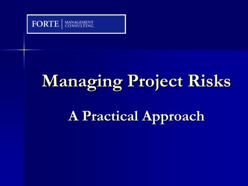 MAnaging Project Risk - A Practical Approach - gt islig