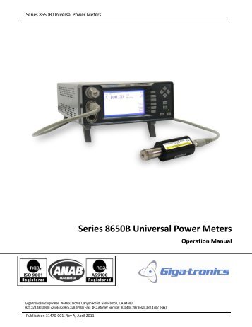 Giga-tronics 8650B Series Universal Power Meter Operation Manual ...