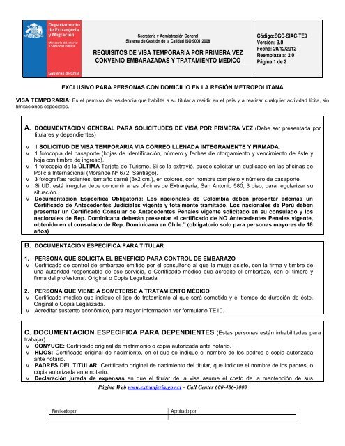 Requisitos - Departamento de ExtranjerÃ­a y MigraciÃ³n