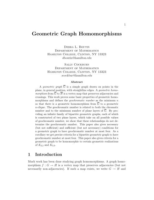Geometric Graph Homomorphisms - Hamilton College