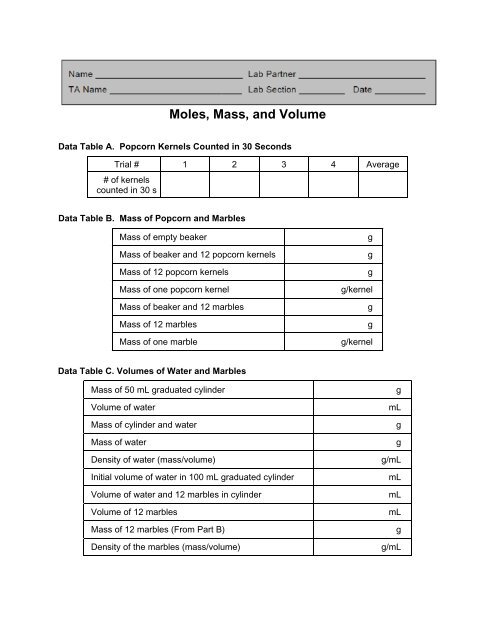 General Chemistry I Worksheets - WebAssign