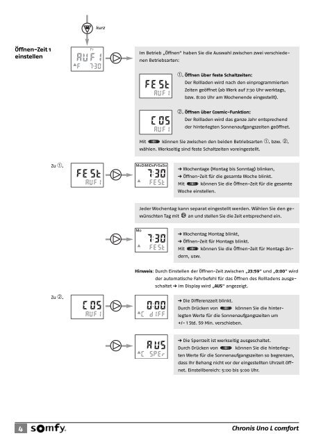 Somfy Zeitschaltuhr Chronis Uno L Comfort Anleitung - auf enobi.de