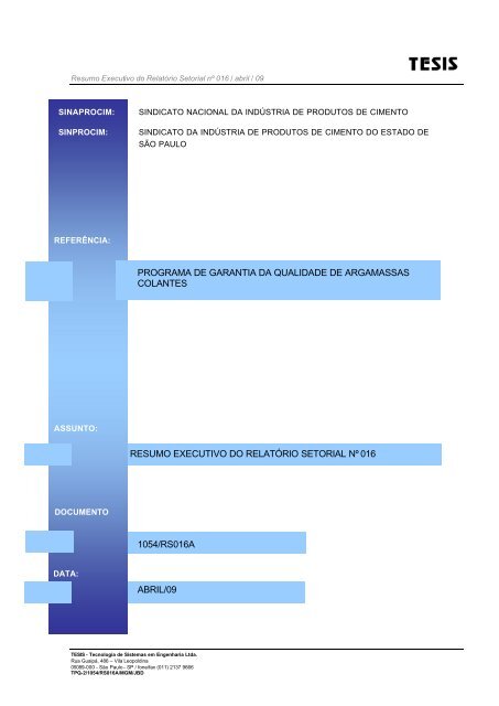 programa de garantia da qualidade de argamassas colantes ...