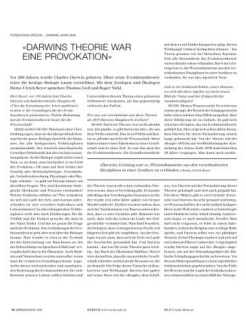 darwins theorie war eine provokation - UniversitÃ¤t ZÃ¼rich