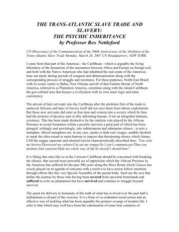 THE TRANS-ATLANTIC SLAVE TRADE AND SLAVERY - Dominica ...