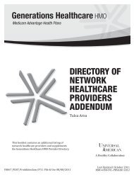 directory of network healthcare providers - Universal American ...