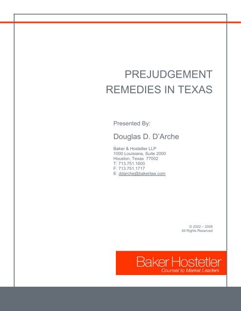 Prejudgment Remedies in Texas - Doug D'Arche - Back to Main Page