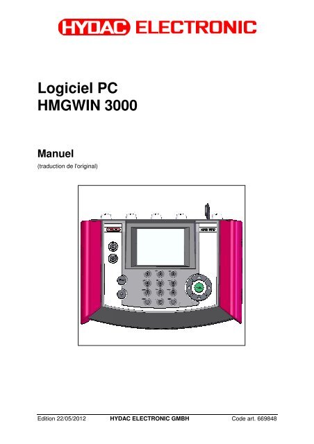 Logiciel PC HMGWIN 3000 Manuel - HYDAC