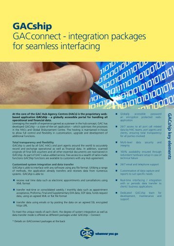 GACship GACconnect - integration packages for seamless interfacing