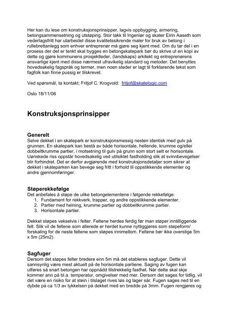 Betongveileder Rullebrettanlegg - Bygg uten grenser