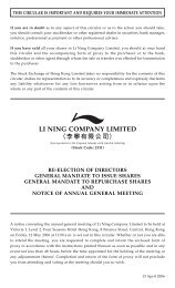 General Mandate to Issue Shares - Li Ning