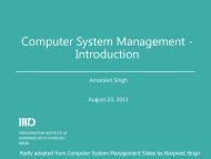 Computer System Management - Introduction - IIIT