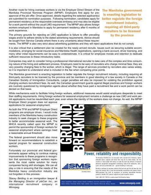 2009 Annual Magazine - Manitoba Heavy Construction Association