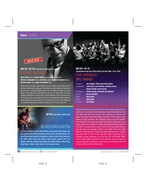 NOV - DEC 2012 - Ronnie Scott's Jazz Club