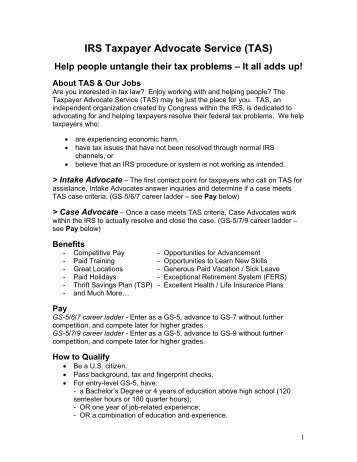 IRS Taxpayer Advocate Service (TAS)