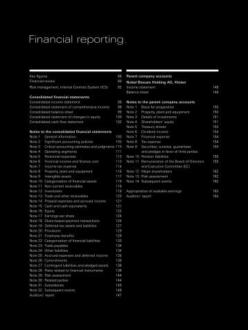 Financial reporting. - Nobel Biocare Annual Report 2010