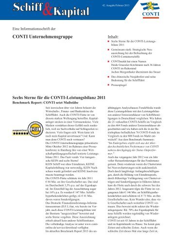 Hauszeitschrift Schiff & Kapital - CONTI Unternehmensgruppe