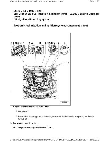 Engine Code(s): AAH 28 - Ignition/Glo
