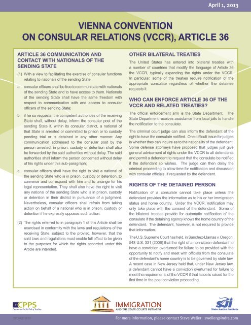 VIENNA CONVENTION ON CONSULAR RELATIONS (VCCR ...