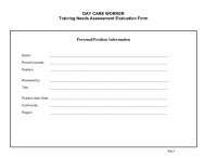 DAY CARE WORKER Training Needs Assessment Evaluation Form ...