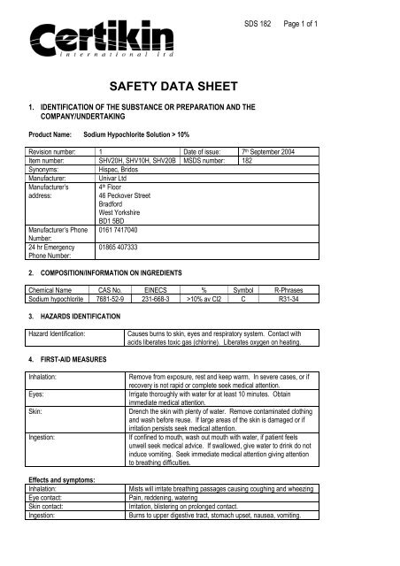 SAFETY DATA SHEET