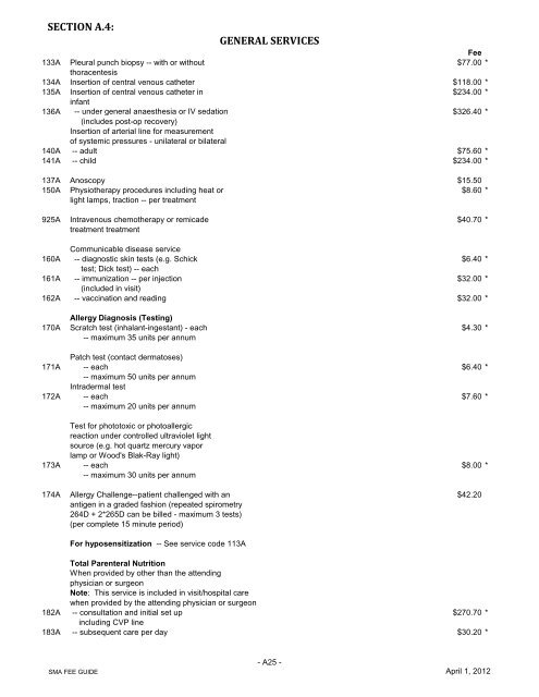 for uninsured services - Saskatchewan Medical Association