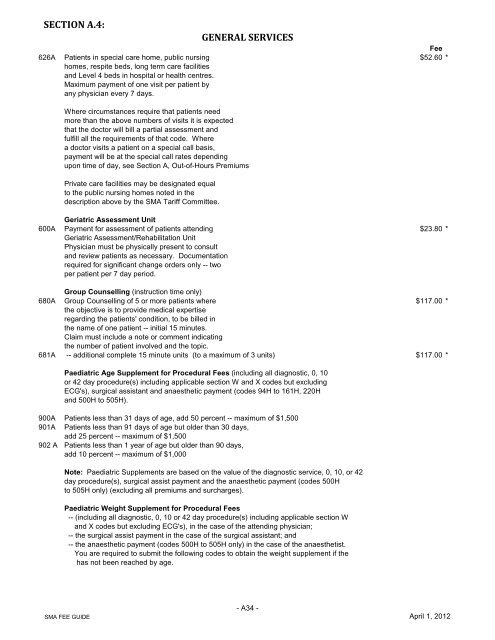 for uninsured services - Saskatchewan Medical Association